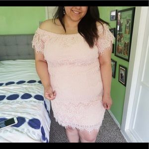 City chic lace off the shoulder plus size dress